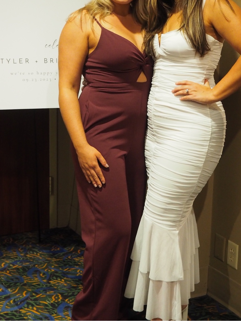 Sleeveless Jumpsuit- Burgundy, Medium, knot front.